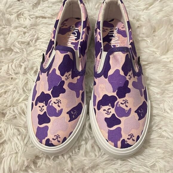 Ripndip purple camo lord nermal cat flipping off meme loafer skater shoe size 5 - Picture 1 of 10